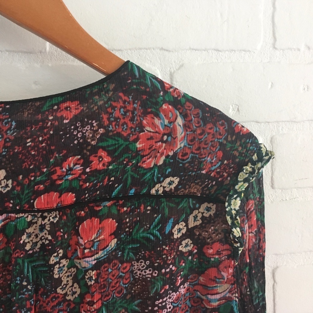 Scotch & Soda Le Jardin d’Apus Sheer Floral Top Bell Sleeve Sz S - Picture 11 of 14